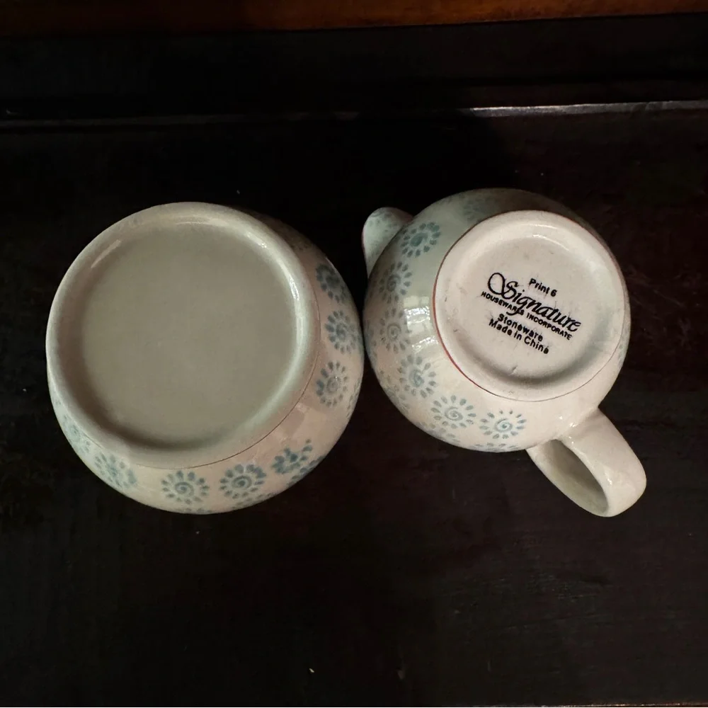 Signature Housewares Inc. | Ceramic Sugar & Cream Set in Blue Swirl Pattern